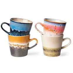 4ks barevný retro hrnek na Americano 70s pegasus - 11*8,5*8cm  / 260ml  HKLIVING
