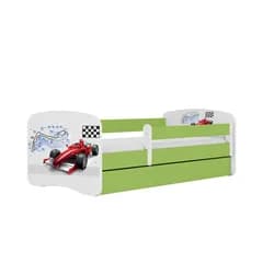 Kocot kids Dětská postel Babydreams formule jedna zelená, varianta 80x180, se šuplíky, s matrací