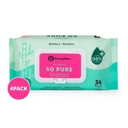 Petite&Mars Ubrousky vlhčené SO PURE bambusové bioodbouratelné - 4x 56ks