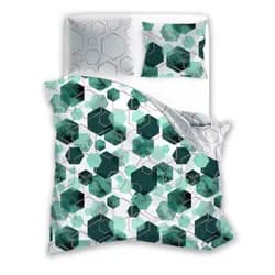 Faro Bavlněné saténové povlečení MILAGRO VERDE 009 140x200 cm + 70x90 cm zelené/šedé