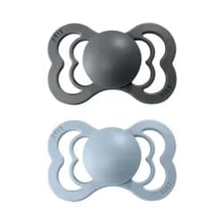 BIBS Supreme dudlíky z přírodního kaučuku 2ks vel.1 - Iron / Baby Blue