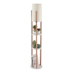 Opviq Stojací lampa Nora II bílá/dub přírodní