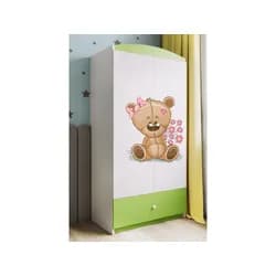 Kocot kids Dětská skříň Babydreams 90 cm méďa s kytičkami zelená