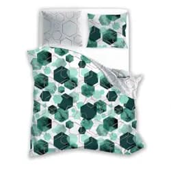 Faro Bavlněné saténové povlečení MILAGRO VERDE 009 160x200 cm + 2x 70x80 cm zelené/šedé