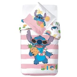 Jerry Fabrics Dětské povlečení LILO A STITCH PIŇA COLADA, růžové, bavlna hladká, 140x200cm + 70x90cm