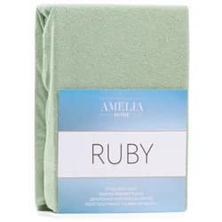 Froté prostěradlo s gumou AmeliaHome Ruby olivové, velikost 160-180x200