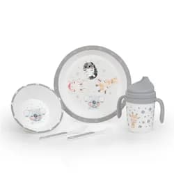 Interbaby Jídelní set ZVÍŘÁTKA +6M - šedý