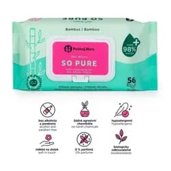 Petite&Mars Ubrousky vlhčené SO PURE bambusové bioodbouratelné - 56ks
