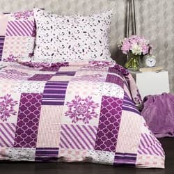 4Home Krepové povlečení Patchwork violet, 140 x 220 cm, 70 x 90 cm