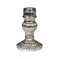 Stříbrný antik skleněný svícen Mercury - Ø 7*11,5 cm Chic Antique