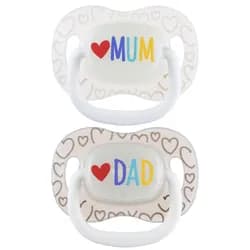 Canpol babies Dudlík svítící silikonový symetrický LOVE MUM&DAD 6-18m 2ks