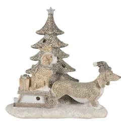 Vánoční závěsná ozdoba šiška s ptáčkem - 5*4*7 cm Clayre & Eef