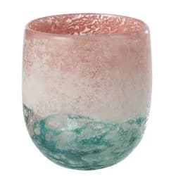 Tyrkysovo - růžový skleněný svícen / váza Blush L - Ø14*15 cm J-Line by Jolipa