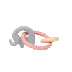 Bo Jungle Kousátko B-Rattle Rings - Elephant Pink