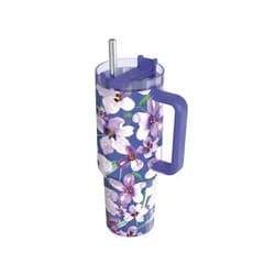 Quokka Nerezový termohrnek s brčkem Stream Flower Dusk 1200 ml