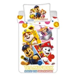 Jerry Fabrics povlečení do postýlky TLAPKOVÁ PATROLA PAW PATROL 498, bílé, bavlna hladká, 100x135cm + 40x60cm