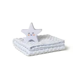 Interbaby SET Deka měkká KULIČKY 80x110 + lampička HVĚZDA - modrá
