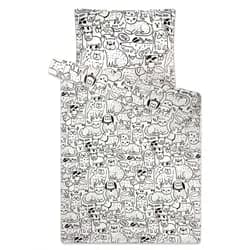 SLEEP WELL povlečení KOČKY A PSI mikroflanel, černo-bílé 140x200cm + 70x90cm