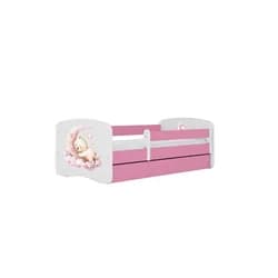 Kocot kids Dětská postel Babydreams medvídek růžová, varianta 80x180, se šuplíky, s matrací