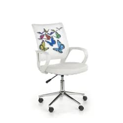 Dětská židle na kolečkách IBIS BUTTERFLY — bílá, vzor motýli Halmar