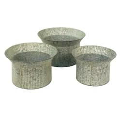 3ks šedý antik dekorační obal na květináč - Ø 40*23 / Ø 34*21 / Ø 28*19 cm Clayre & Eef