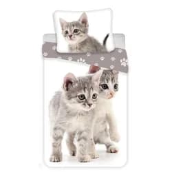 Jerry Fabrics dětské povlečení KITTEN GREY, koťata na bílé, fototisk, bavlna hladká, 140x200cm + 70x90cm