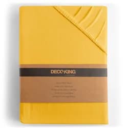 Restilo Bavlněné jersey prostěradlo s gumou DecoKing Amber žluté, velikost 80-90x200+30